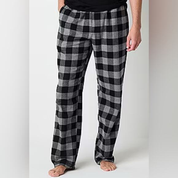 Mens St. John’s Bay flannel sleep pants size 4 XL gray and black plaid ch… - Picture 1 of 6